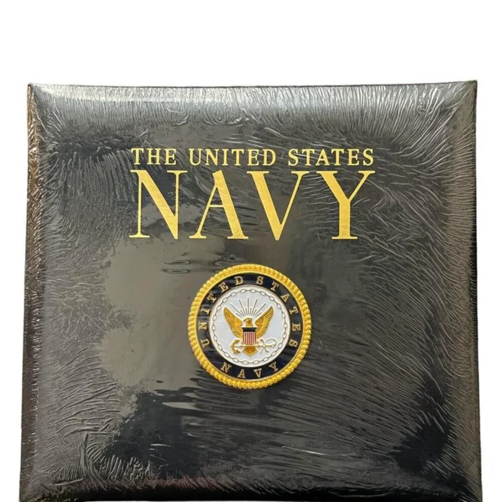 Navy Scrapbook Photo Album UNITED STATES 12x12 Bonded Leather Die Cast Metal